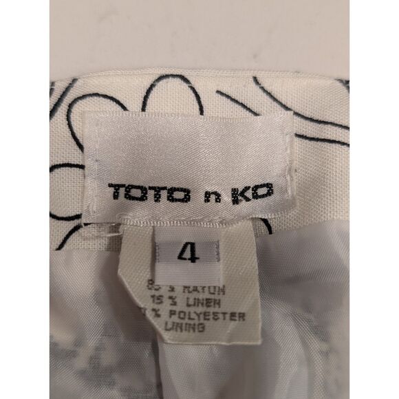 🖤TOTO n KO 🌸 Vintage Floral Linen Blend Pencil / Mini Skirt 4 USA - Picture 3 of 6
